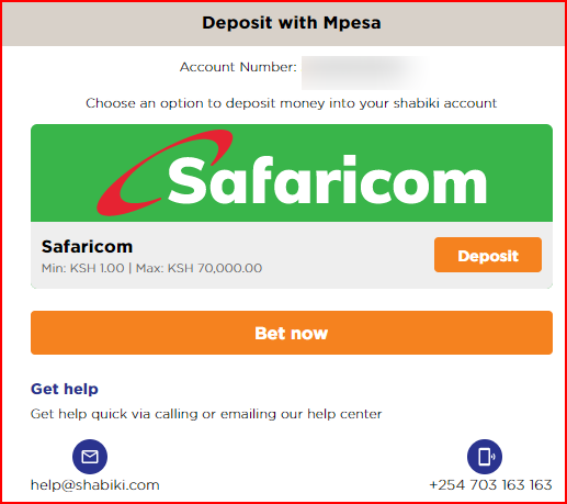 Shabiki M-Pesa instant deposit via web