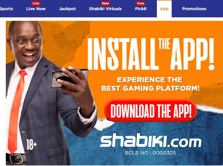 Shabiki app download page