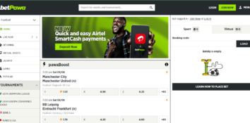 Desktop version of the betPawa Nigeria website