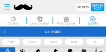 Sports list with time filter bar