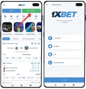 Sing up with 1xBet App, Step 1