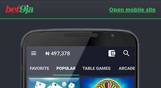 Page to download mobile app Bet9ja