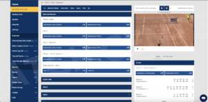 Live streaming of tennis at Sunbet