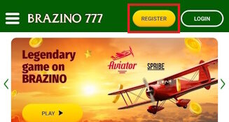 Кнопка регистрации в мобильной версии «Бразино777»