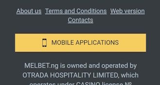 The Mobile Applications button in the footer of the Melbet mobile site