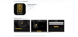 Página da aplicação ESC Online para iOS na App Store