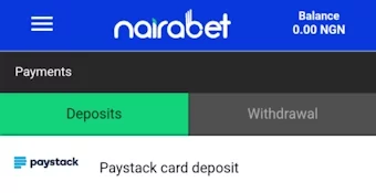Deposit methods in Nairabet