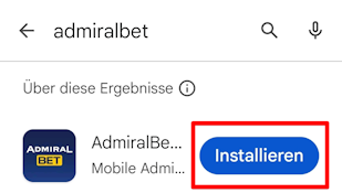 Admiralbet App installieren