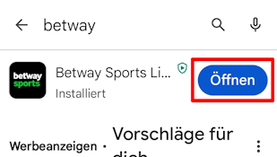 Betway Sportwetten App auf Android starten