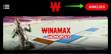 Winamax App Anmelden-Button auf der Startseite starten