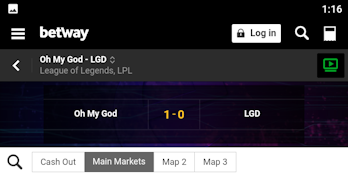 Range of live betting markets for League of Legends