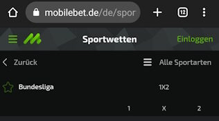 Mobilebet, Bundesliga quoten