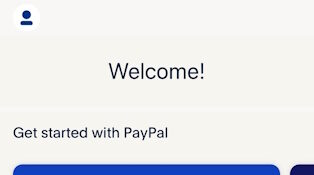 Startseite der App PayPal ENG