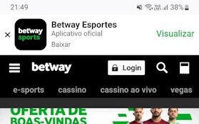 A versão mobile do site de apostas Betway.