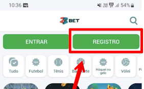 Após abrir o aplicativo 22Bet, localize o botão “Registro”.