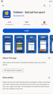Oddset (Danske Spil) online betting app-side