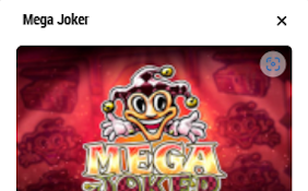Siden for spilleautomaten Mega Joker