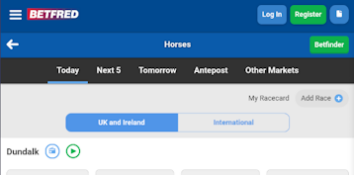 Betfred mobile horse racing section