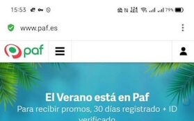 La página web de Paf en el navegador móvil