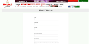 MaxBet registracijska forma
