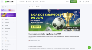 Seguro do Acumulador Liga Campeões UEFA.