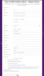 Hollywoodbets register login questionnaire
