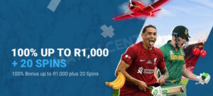 100% up to R1000 +20 Spins