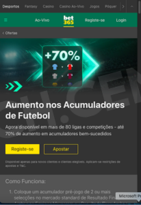 Promoção ‘Acumuladores de Futebol’ da Bet365