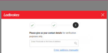The third window of the registration process at Ladbrokes.