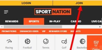 Registration button at SportNation bet