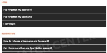 FAQ section on the SportNation website