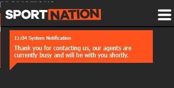 Live chat with support service on the SportNation website