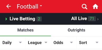 Sportybet, football in live betting section
