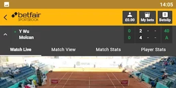 Live stream of a tennis match