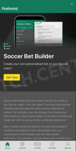 The Soccer Bet Builder feature in the Bet365 mobile app