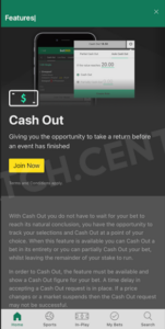 The Cash Out feature in the Bet365 mobile app