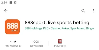 The betting app page in Google Store