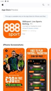 The betting app page in Apple App store
