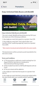 Unlimited Boosts in the list of sportsbook promotions