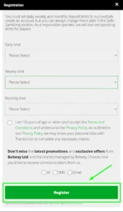 Seventh window of the sign-up form