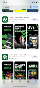 Unibet sports betting app in Apple Store
