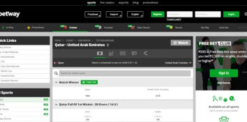 Betway India, match page
