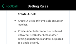 Create-a-Bet section in the Betting Rules