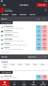 Selection of bets on horse racing