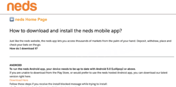 Article “How to download and install the Neds mobile app?”.