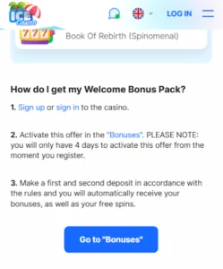 What to do to get Ice Casino’s bonus