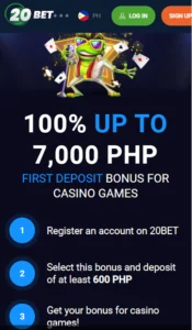 The 20Bet’s promotional page for new customers
