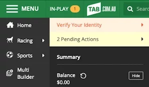 “My Account” section in TAB