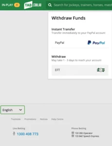 Withdrawing funds from TAB