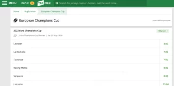 European Champions Cup in TAB